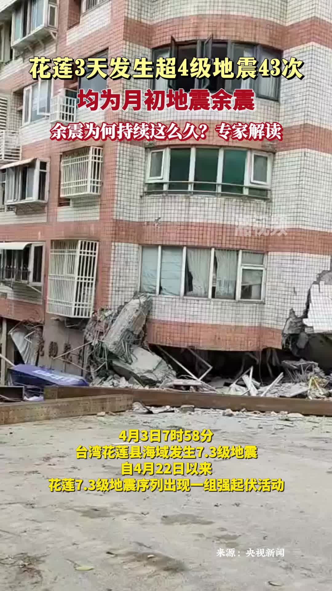 3天发生超4级地震43次，台湾花莲余震为何持续这么久？
