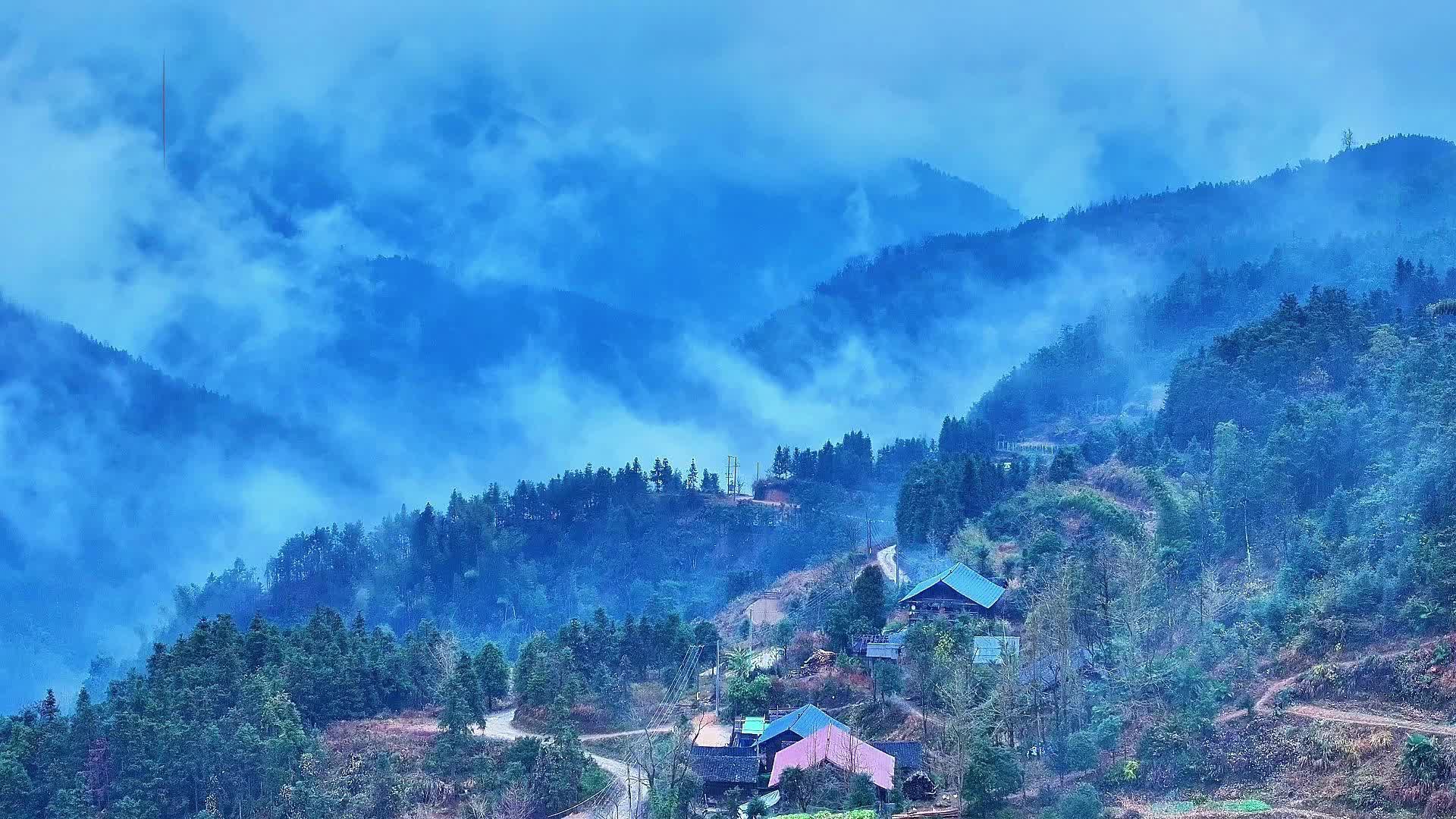 东安舜皇山：云海与雪景交相辉映