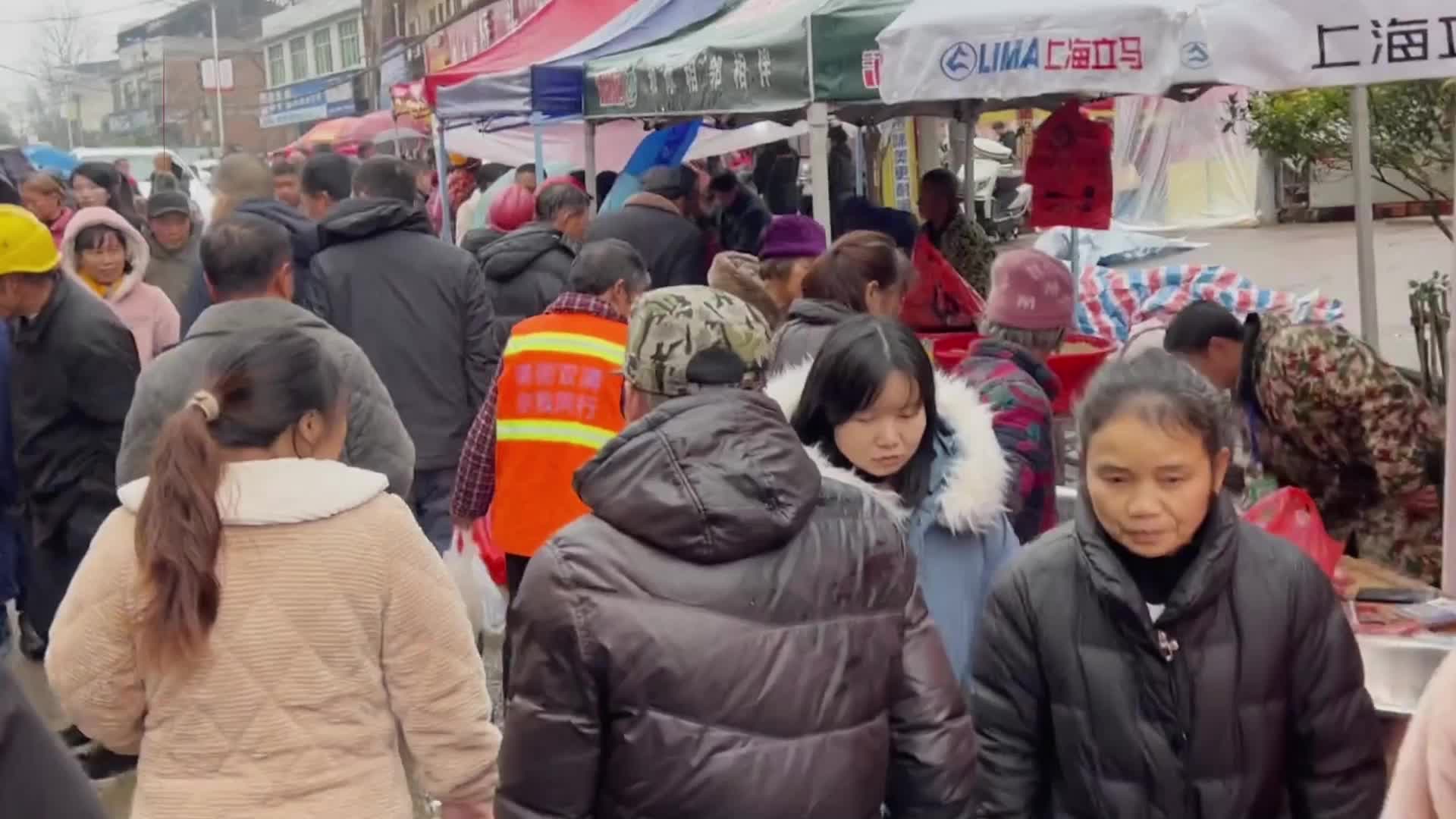 邵阳双清区两女生逛大集 办年货vlog