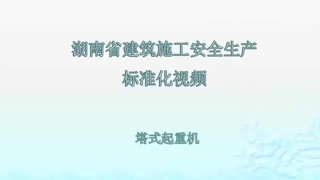 建筑施工安全生产标准化系列视频——塔式起重机