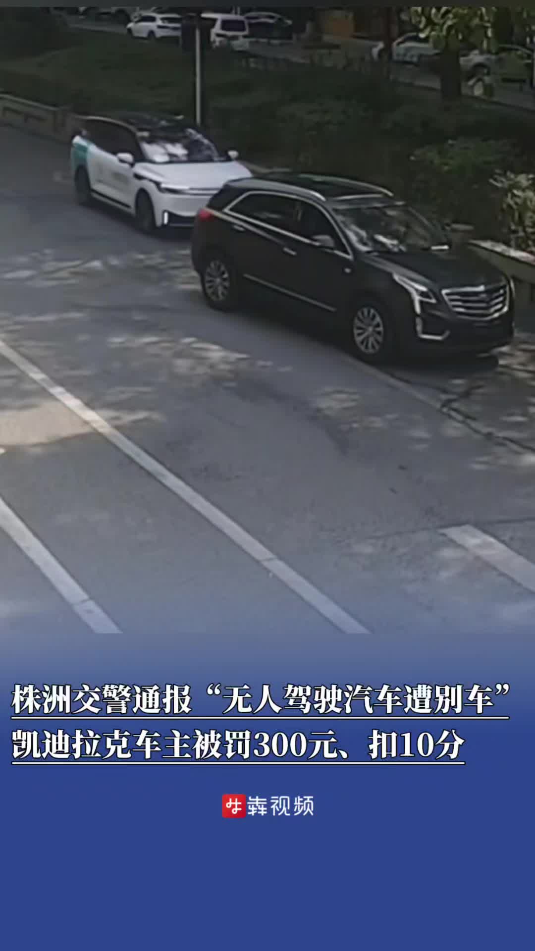 株洲交警通报“无人驾驶汽车遭别车”：凯迪拉克车主被罚300元、扣10分