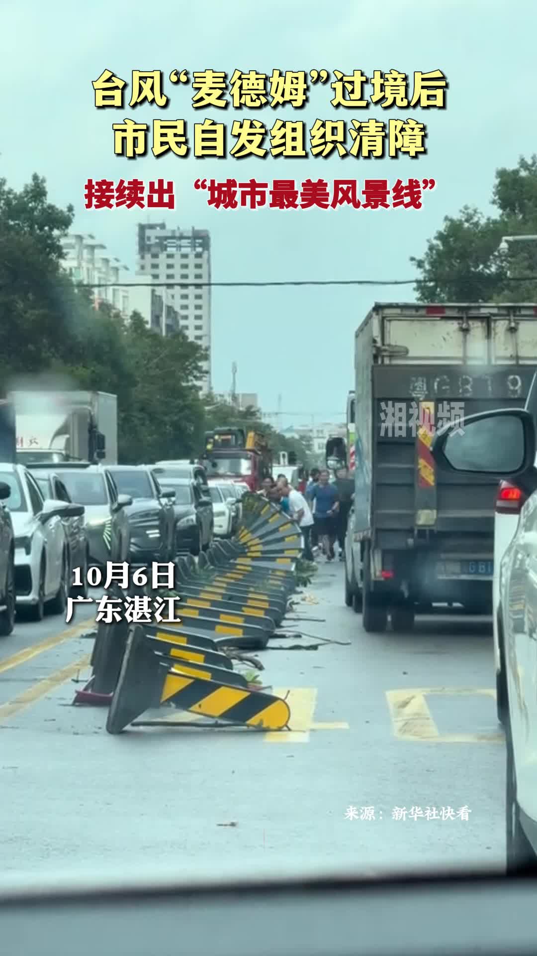 “麦德姆”过境后市民自发组织清障 接续出“城市最美风景线”