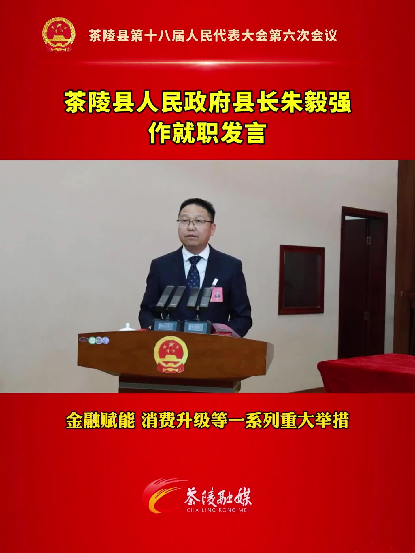 茶陵县委副书记、县长朱毅强作就职发言