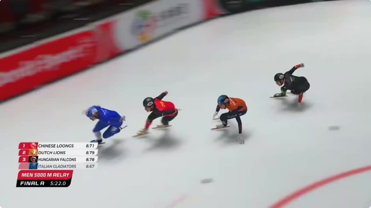 中国短道队世巡赛男子5000米接力摘银