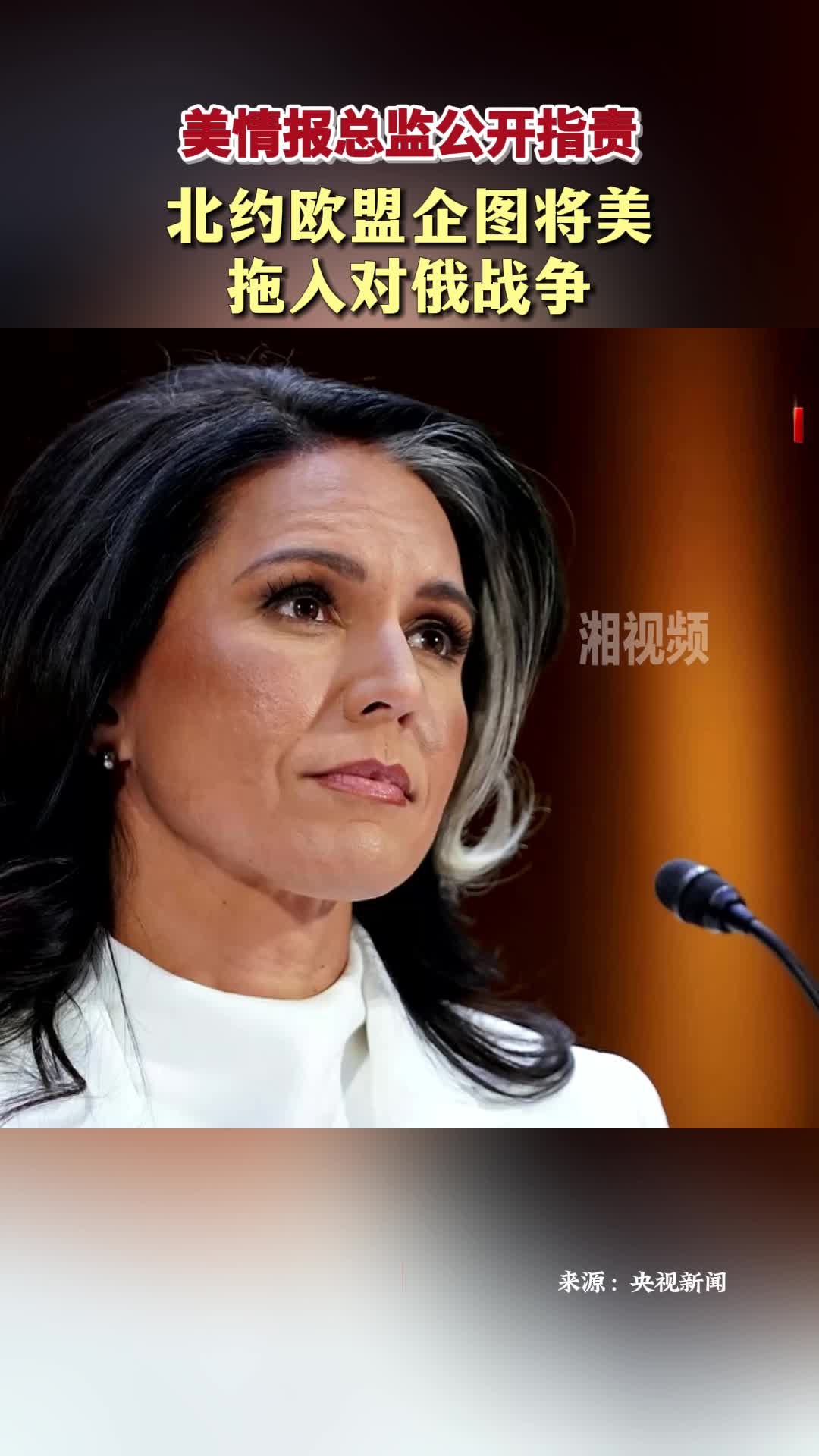 美情报总监公开指责北约欧盟企图将美拖入对俄战争