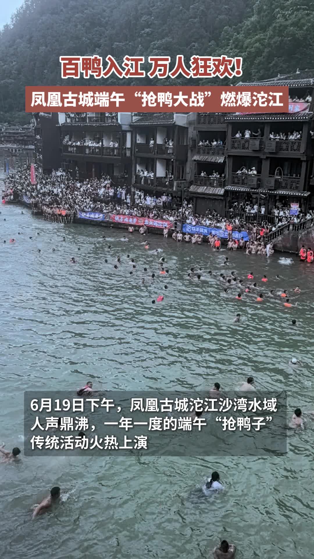 凤凰古城端午“抢鸭大战”燃爆沱江