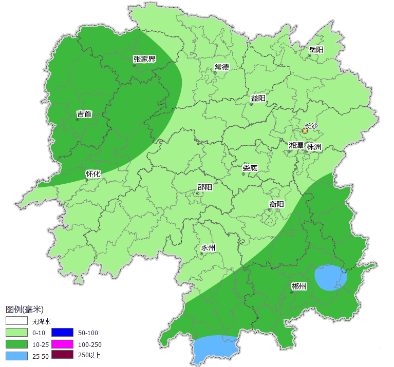雨势加强，湘中、湘南局地大雨