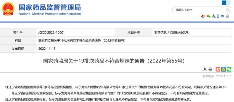 停售、召回！国家药监局公布19批次不符合规定药品_邵阳头条网