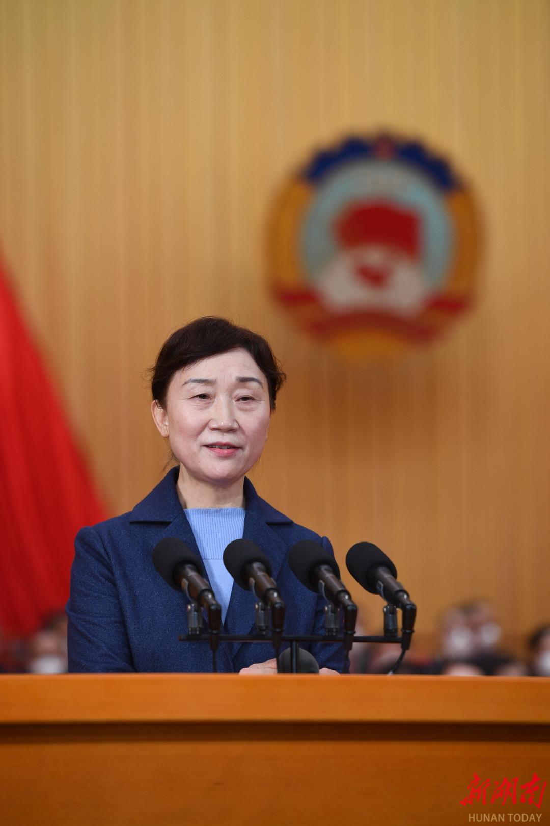 13日下午,李微微代表政协湖南省第十二届委员会常务委员会向大会作工作报告。湖南日报全媒体记者 田超 摄