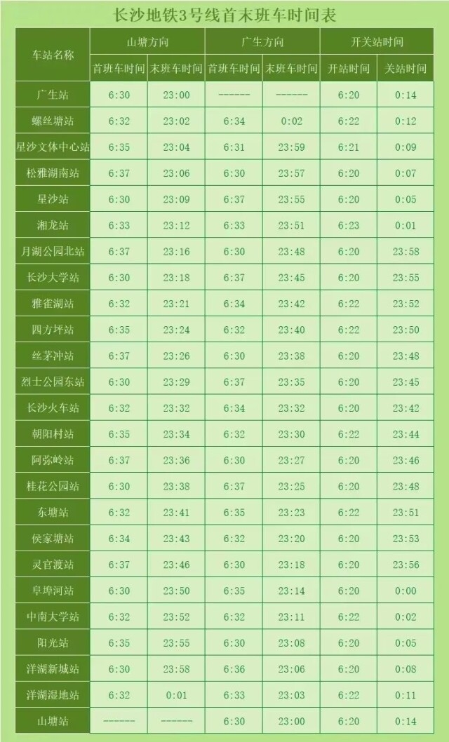 收好长沙地铁16号线运营时刻表都在这里春节不怕错过末班车