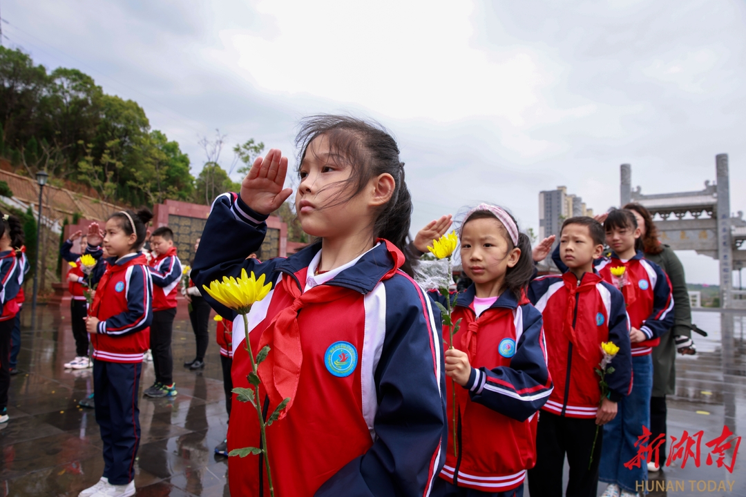 衡东县文冲完全小学开展清明节祭扫烈士陵园活动