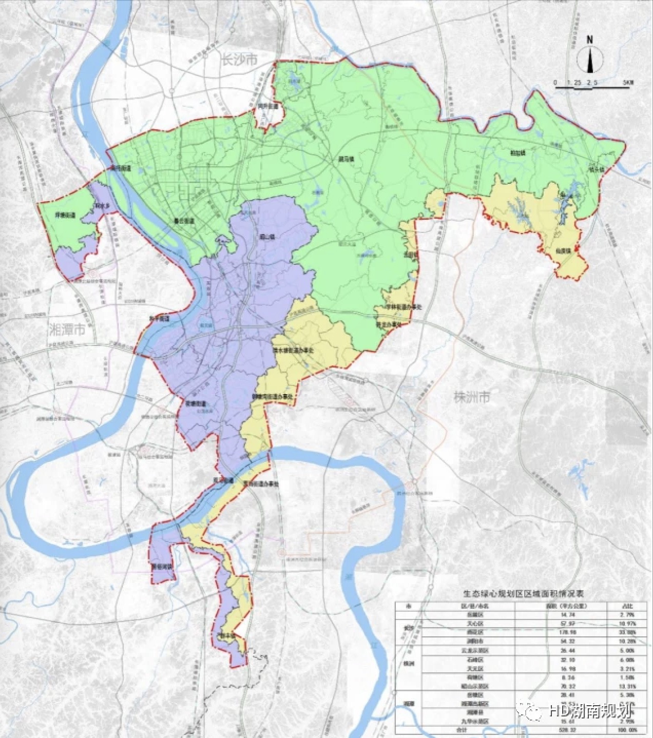 长株潭绿心规划区域图。