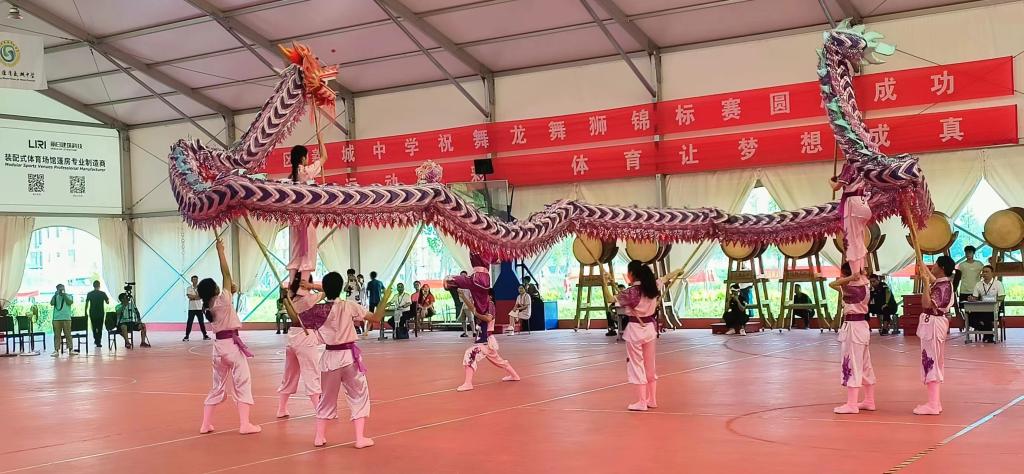 湖南中医药大学勇夺第十五届中国大学生舞龙舞狮锦标赛（舞龙项目）女团第一