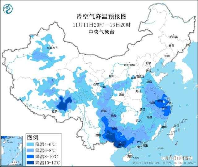 中央气象台：江南华南等地有明显降温过程 南方地区多阴雨天气