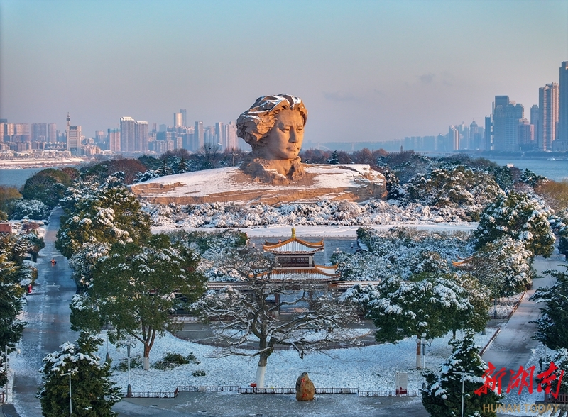 橘子洲头雪景照片图片