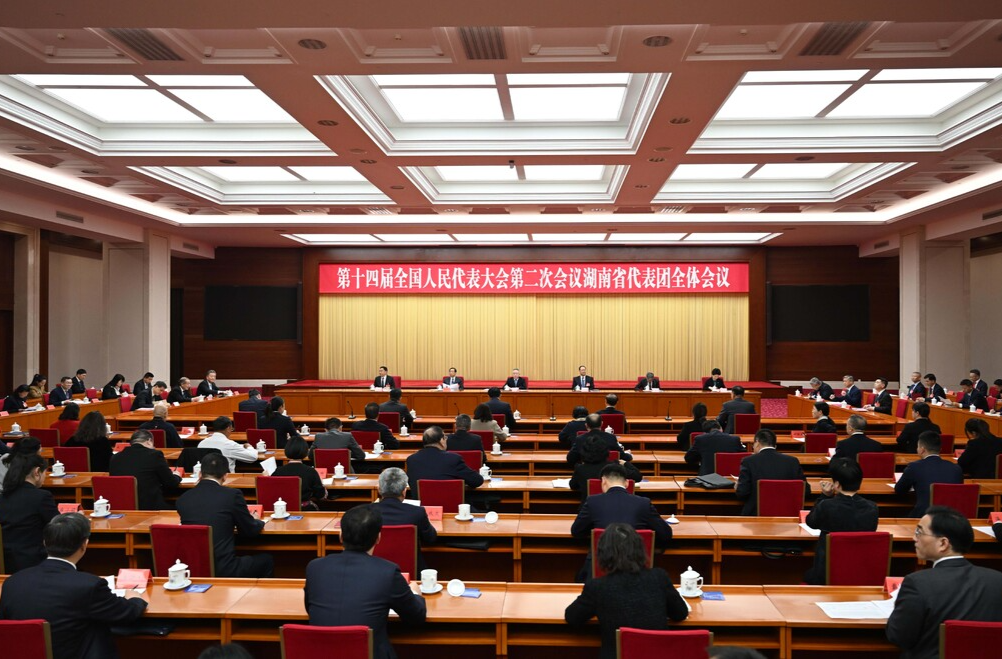 湖南代表团举行第一次全体会议