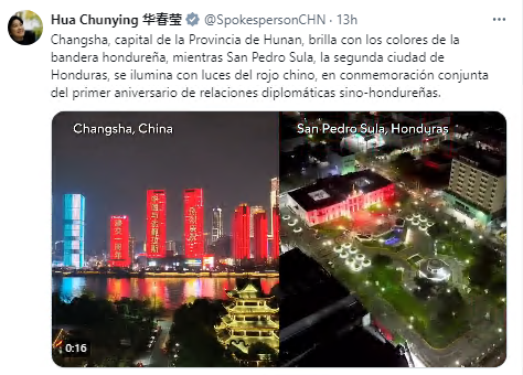 Foreign Ministry Spokesperson Hua Chunying Presents Xiangjiang River Light Show to the World