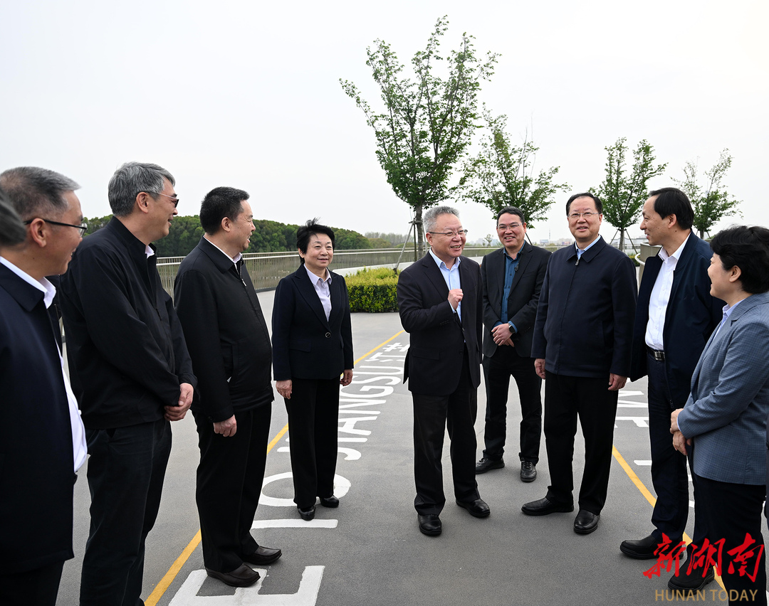 4月11日，湖南省党政代表团考察了长三角一体化示范区元荡生态修复及功能提升工程。