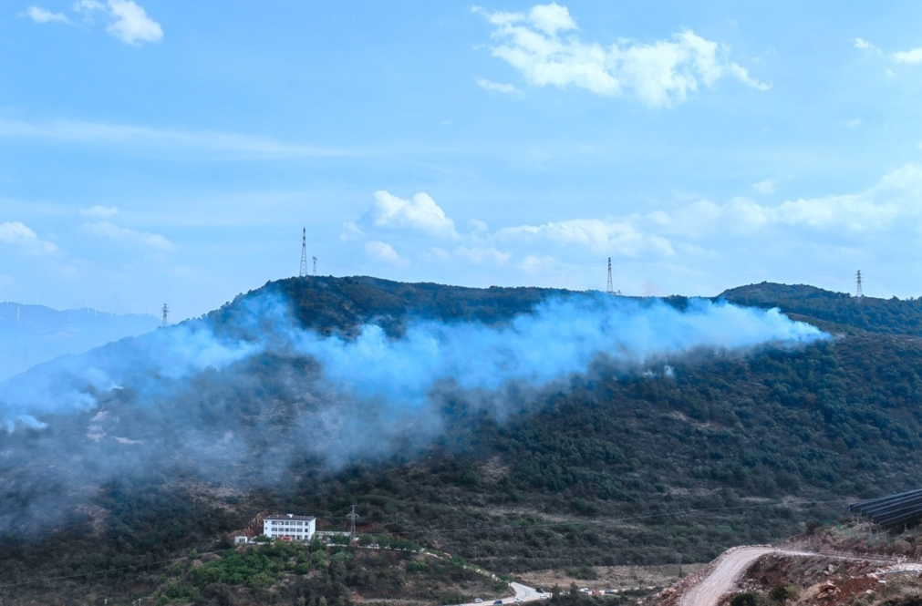 云南大理海东镇突发山火 400余名森林消防紧急增援
