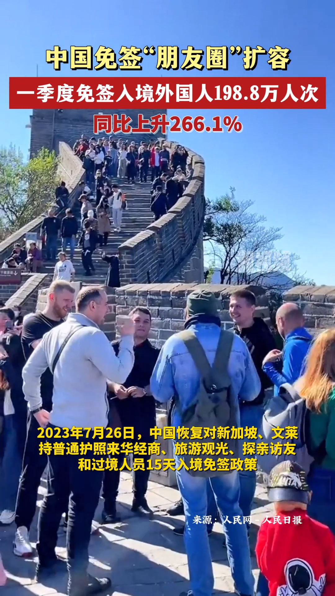 中国免签“朋友圈”扩容，一季度免签入境外国人198.8万人次